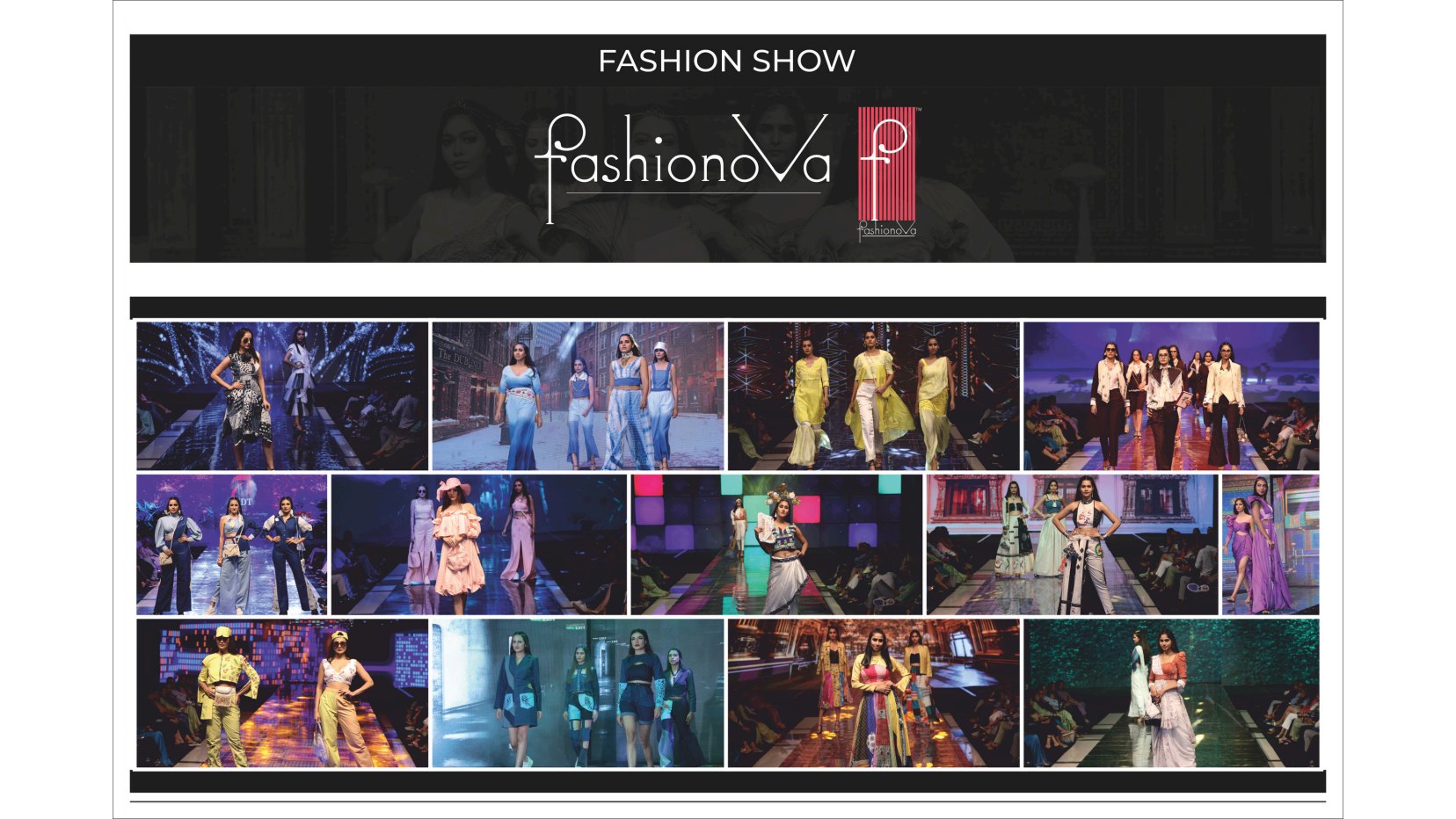 Fashionova and runway fashion show collage